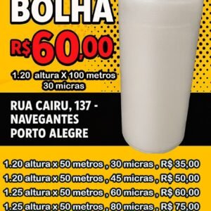 Bobina de Plástico Bolha  - 120m X 100m - 30 micras